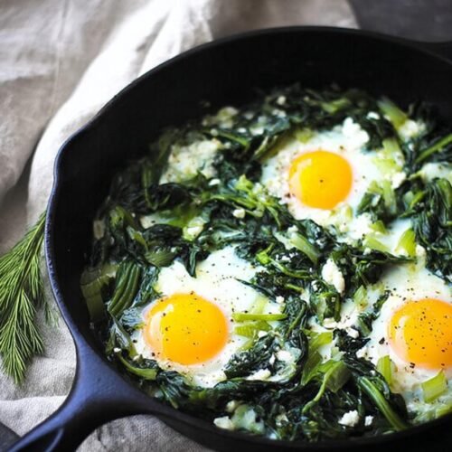 Sauteed Dandelion Greens with Eggs