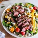 Spring Balsamic Steak Gorgonzola Salad with Grilled Corn