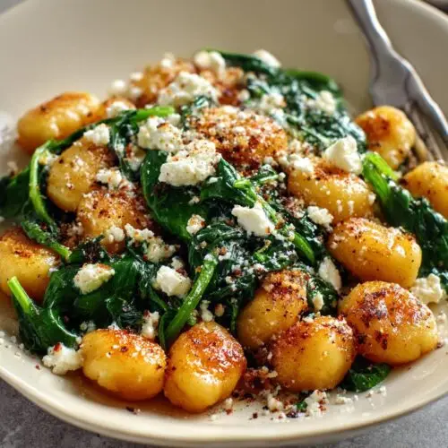 Spring Dinner Crispy Gnocchi With Spinach And Feta