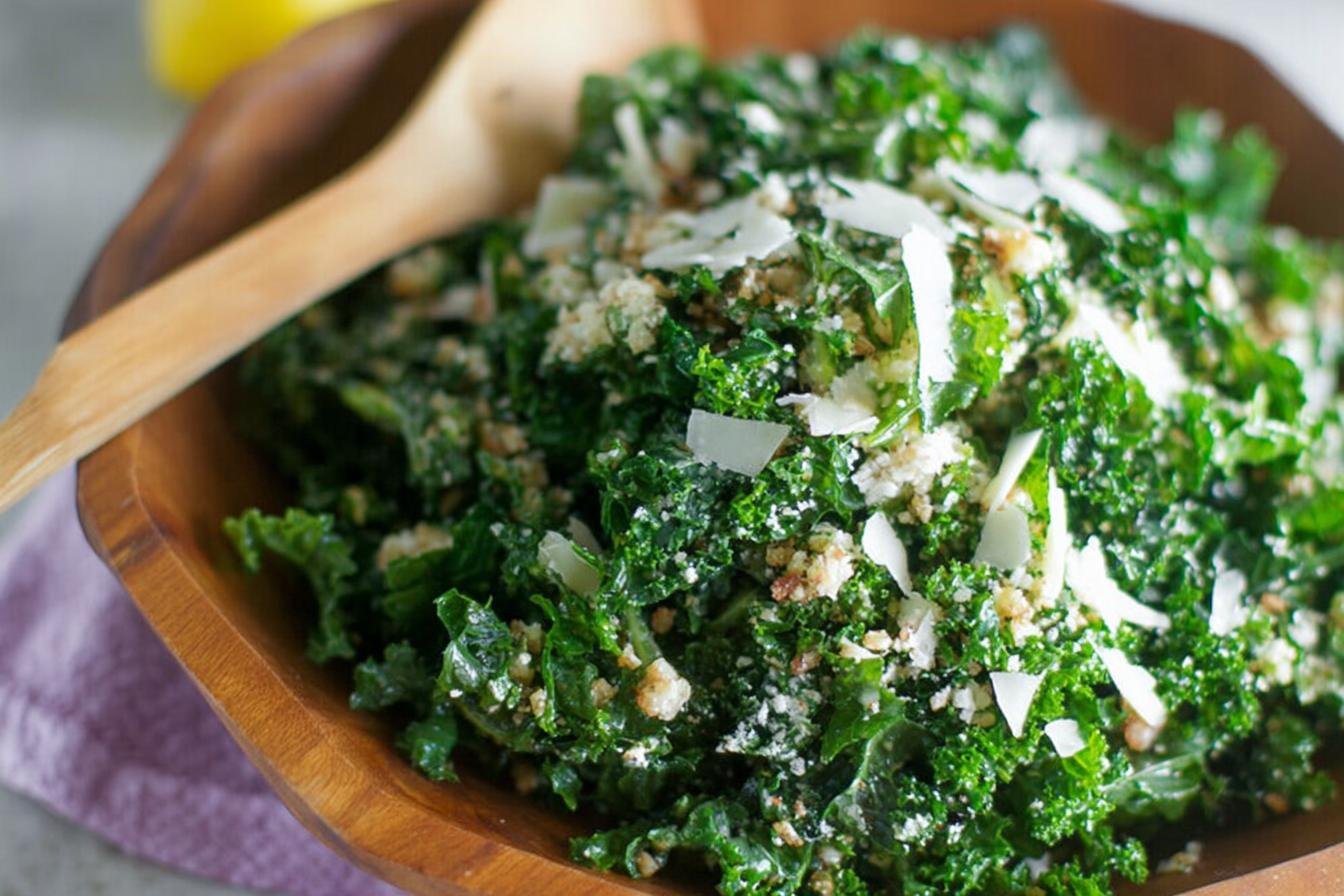 Spring Lemon Parmesan Kale Salad