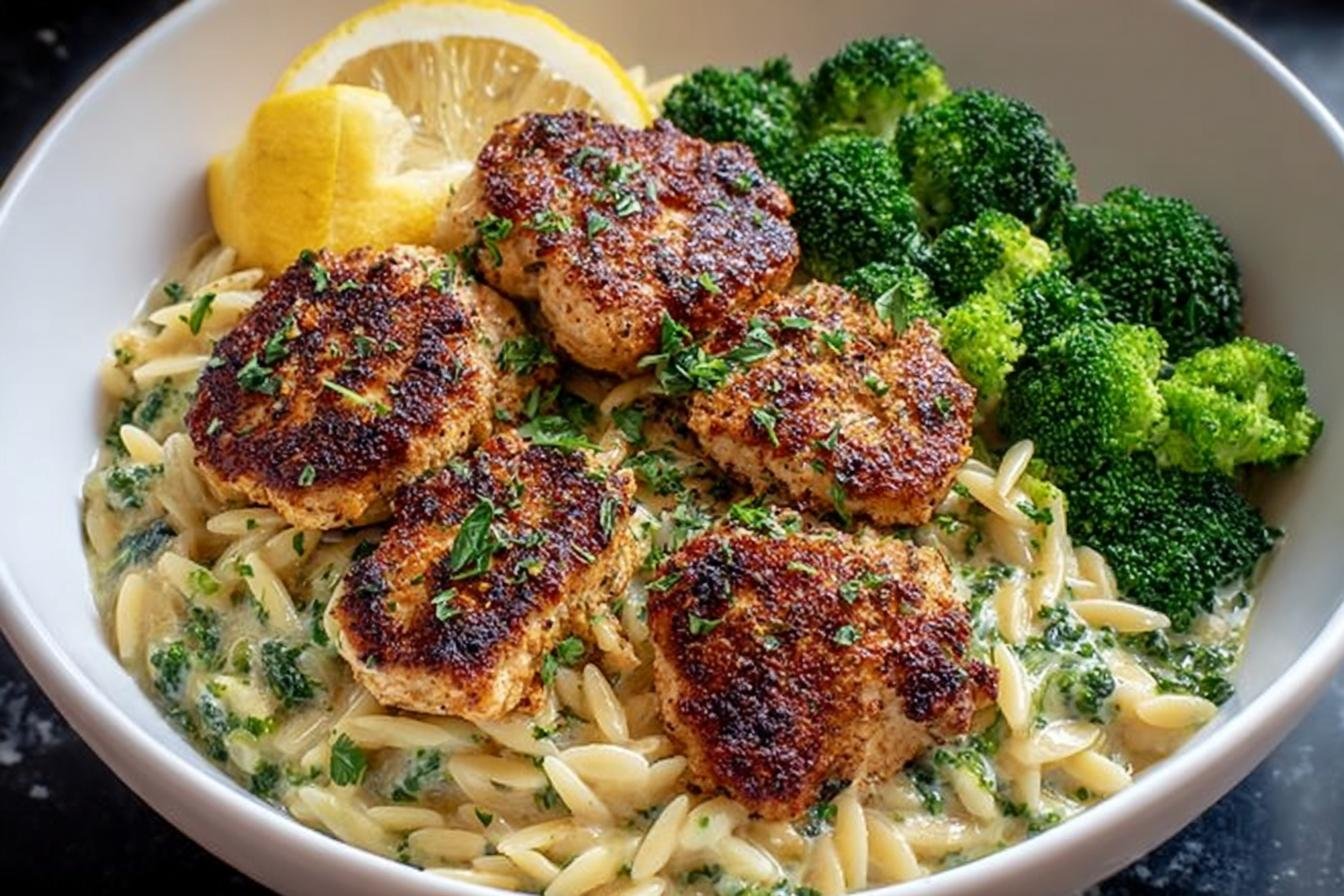 Spring Lemon Pepper Chicken Broccoli Orzo