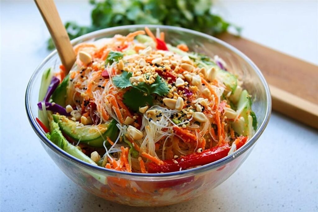 Spring Roll Salad with Spicy Ginger Dressing recipe