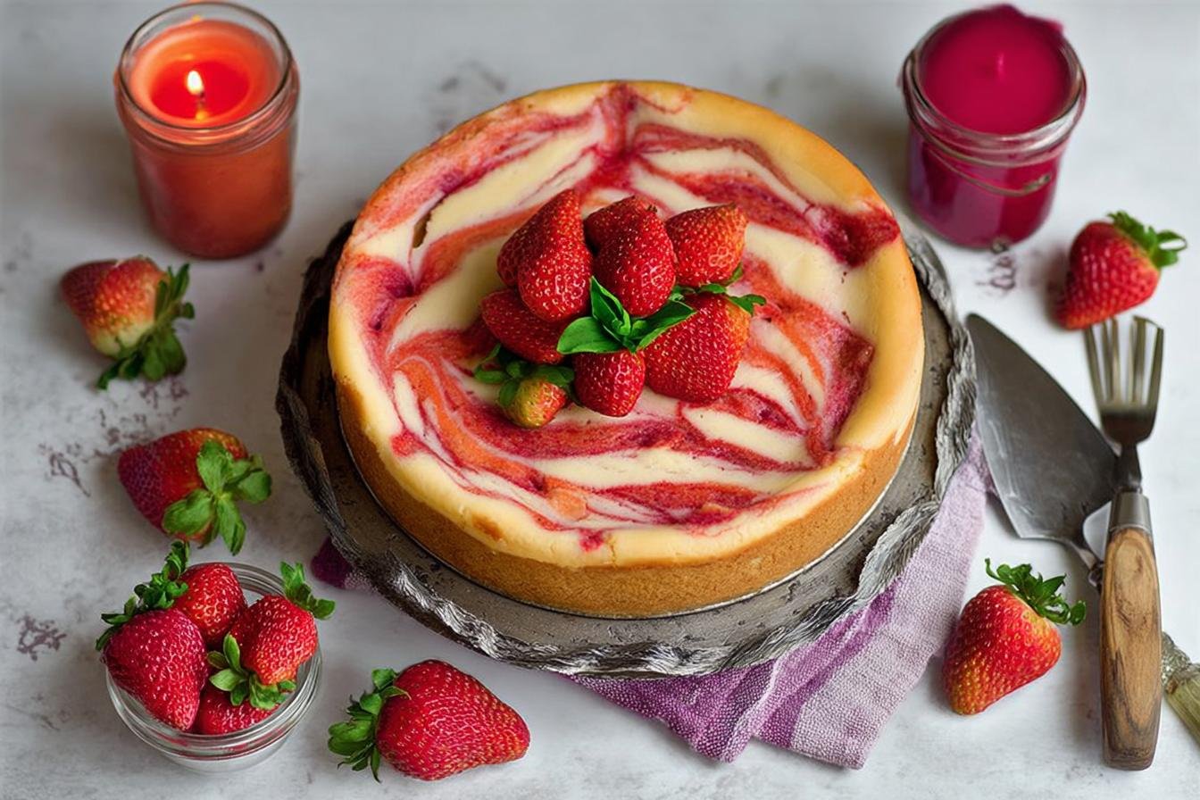 Strawberry Swirl Cheesecake