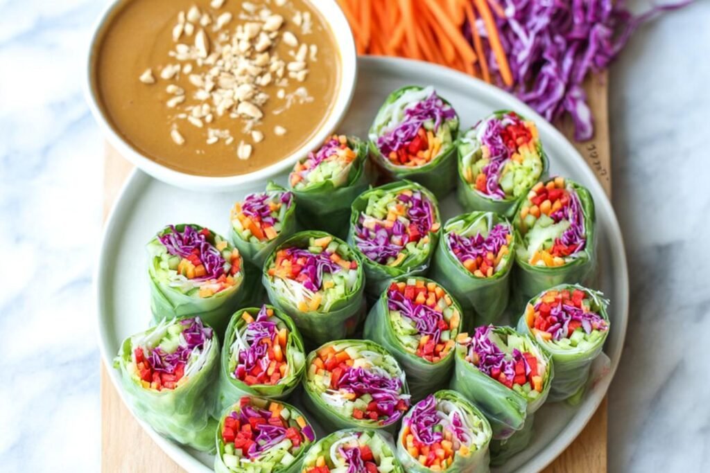 Vegetable Spring Rolls with Peanut Sauce