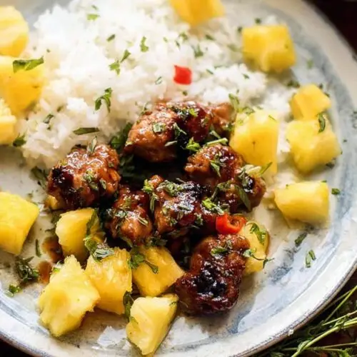spring Pineapple Chicken with Coconut Rice.