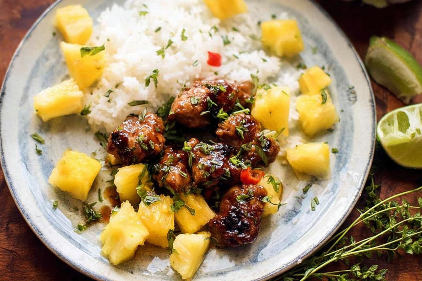 spring Pineapple Chicken with Coconut Rice.