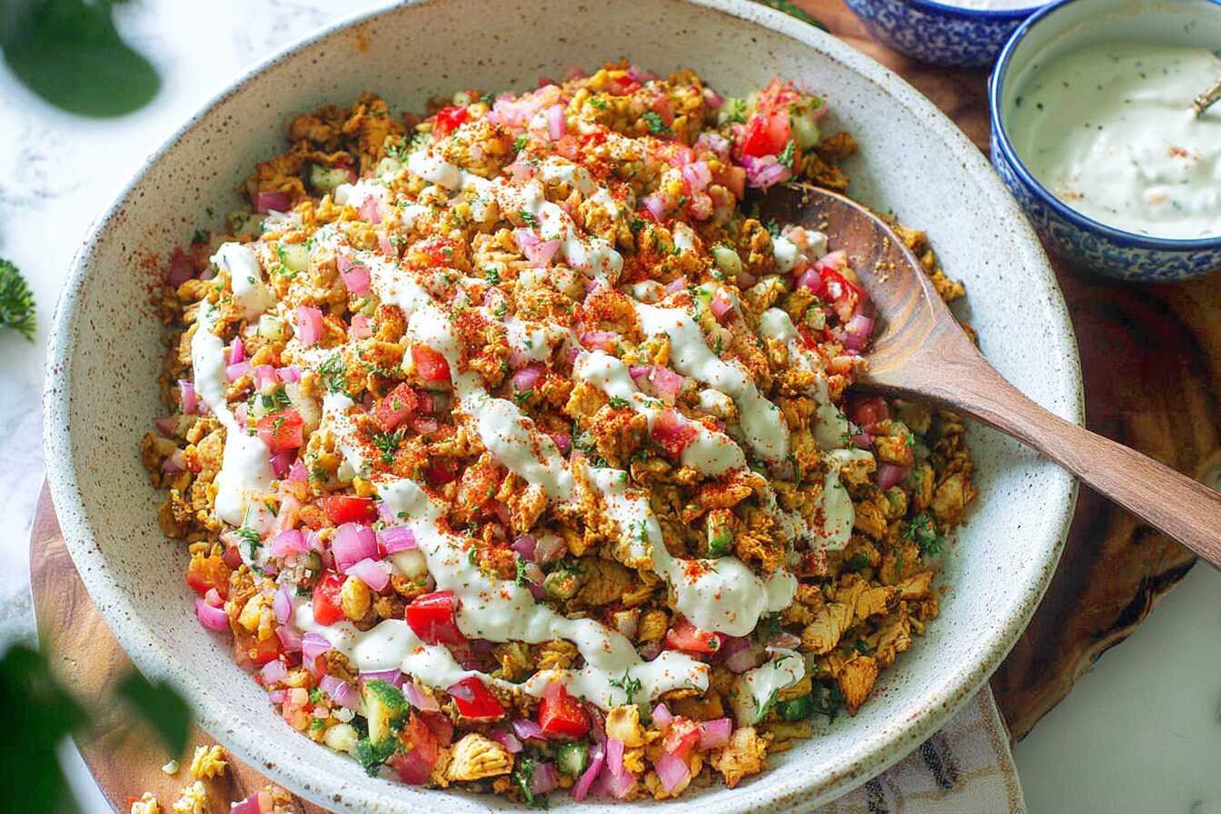 Juicy Chicken Shawarma Crispy Rice Salad