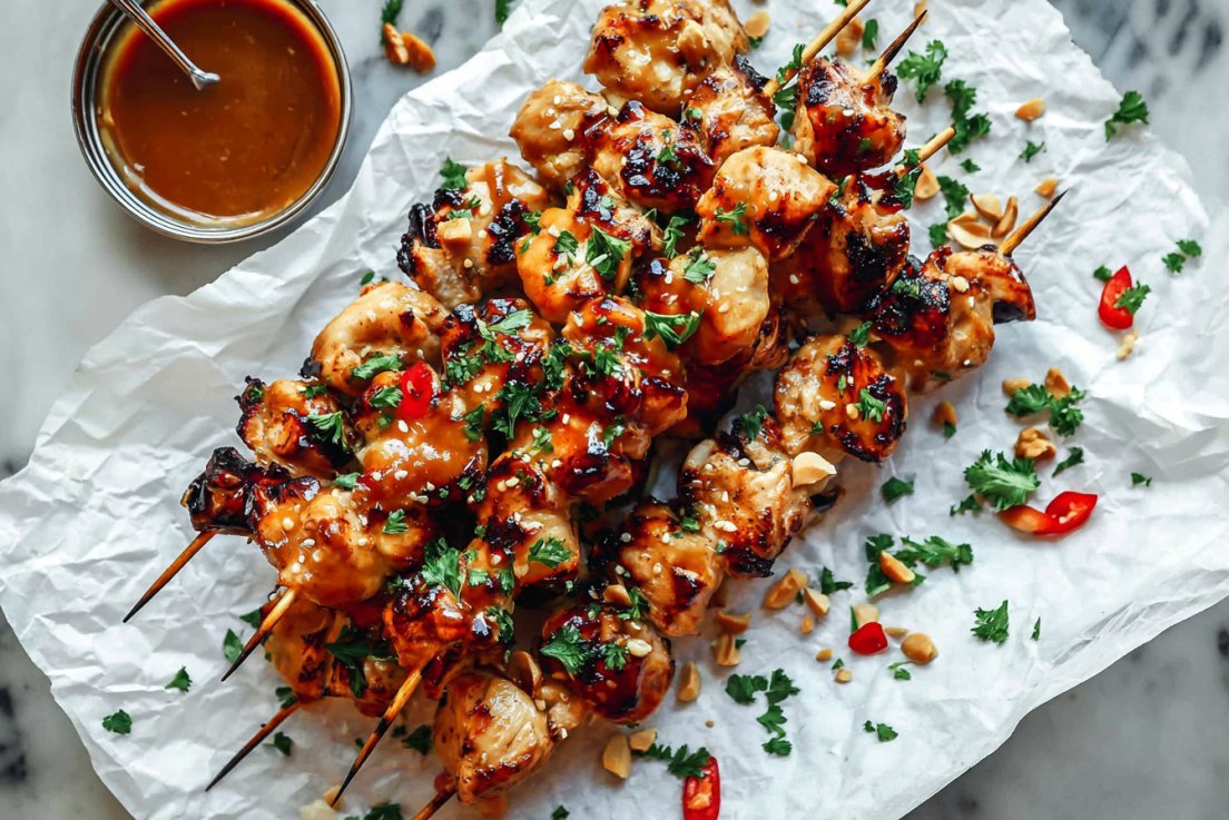 Easy Grilled Asian Chicken Skewers with Honey Garlic Sauce