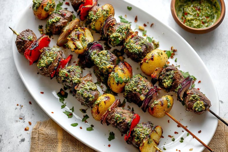 Grilled Chimichurri Steak Kabobs