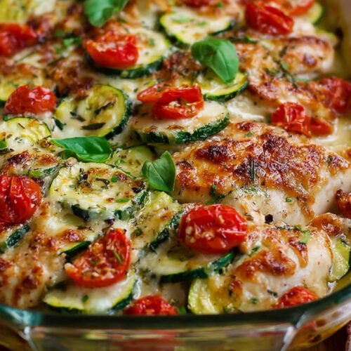 Mediterranean Chicken Zucchini Bake