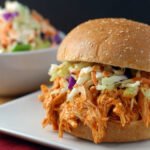 No Cook Shredded Buffalo Chicken Sandwich
