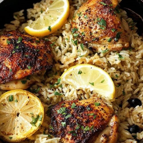 One Pot Greek Chicken and Lemon Rice