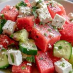 SIMPLE Watermelon ,Cucumber and Feta Salad