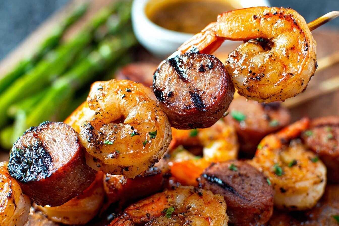 Sausage and Grilled Shrimp Kabobs