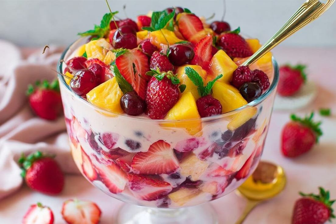 No-Bake Sangria Fruit Trifle