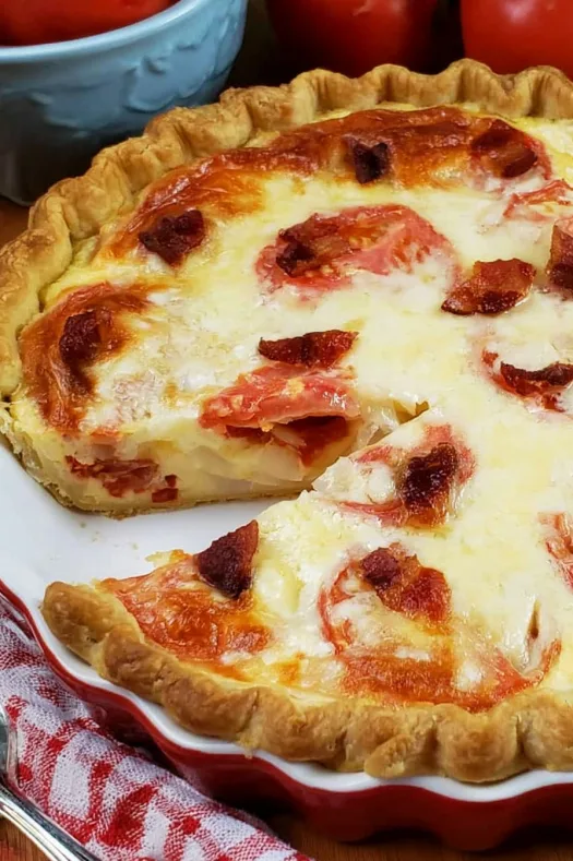 Tomato and Vidalia Onion Pie with Bacon