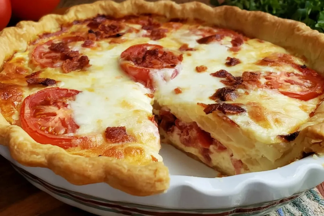 Tomato and Vidalia Onion Pie with Bacon