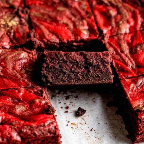 Fudgy Red Velvet Brownies w/Cheesecake Swirl