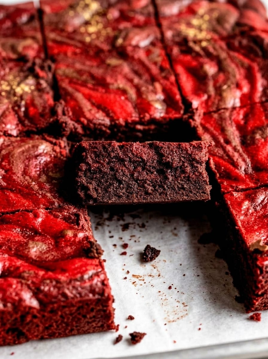 Fudgy Red Velvet Brownies w/Cheesecake Swirl