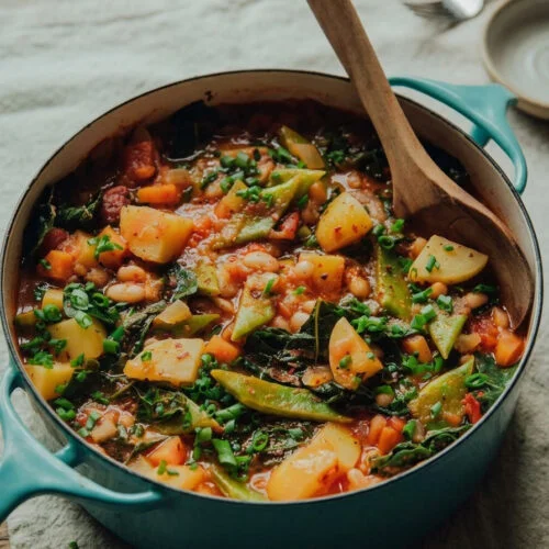 Smoky and Spicy White Bean Stew with Potatoes and Kale